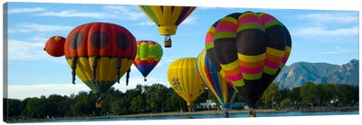 Colorado Springs Panoramic Skyline Cityscape (Air Baloon Competiton) Canvas Art Print - Hot Air Balloon Art