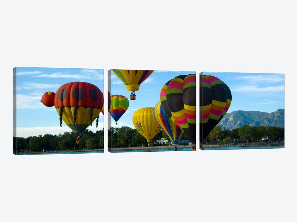 Colorado Springs Panoramic Skyline Cityscape (Air Baloon Competiton) by Unknown Artist 3-piece Canvas Wall Art