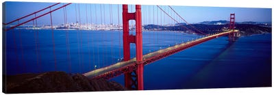 San Francisco Panoramic Skyline Cityscape (Golden Gate Bridge) Canvas Art Print - Famous Bridges