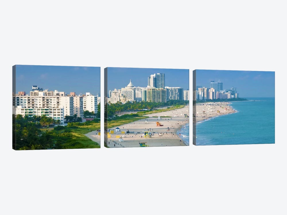 Miami Panoramic Skyline Cityscape by Unknown Artist 3-piece Canvas Artwork