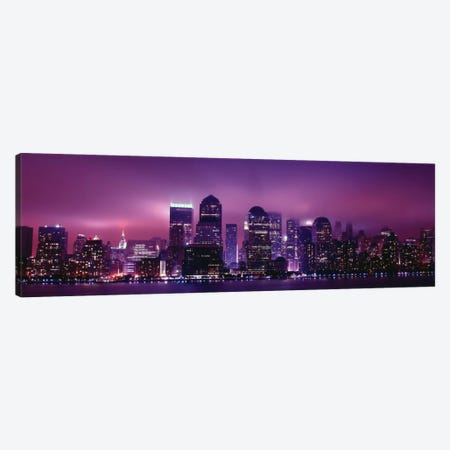 New York Panoramic Skyline Cityscape (Night View) Canvas Print #6021} by Unknown Artist Art Print