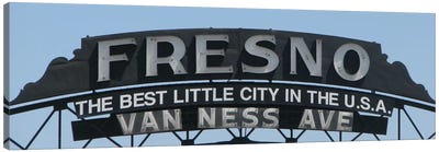 Fresno Panoramic Skyline Cityscape (Sign) Canvas Art Print - Signs