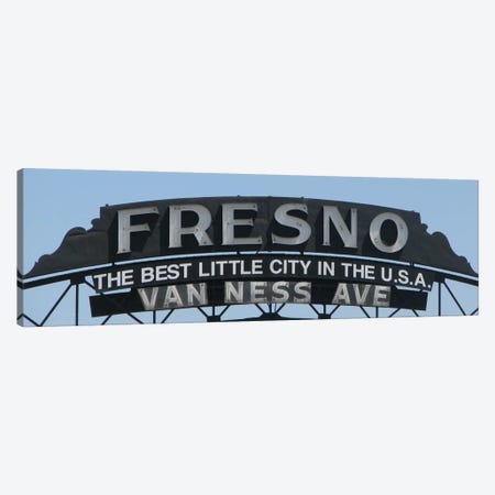 Fresno Panoramic Skyline Cityscape (Sign) Canvas Print #6027} by Unknown Artist Canvas Wall Art