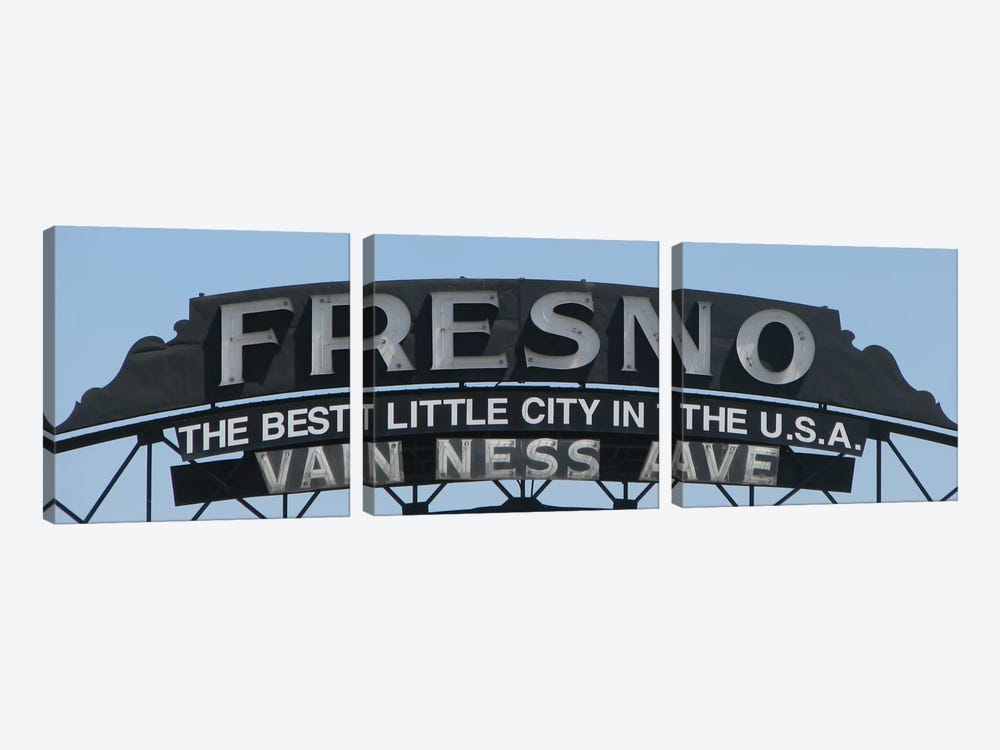 Fresno Panoramic Skyline Cityscape (Sign) by Unknown Artist 3-piece Canvas Art Print