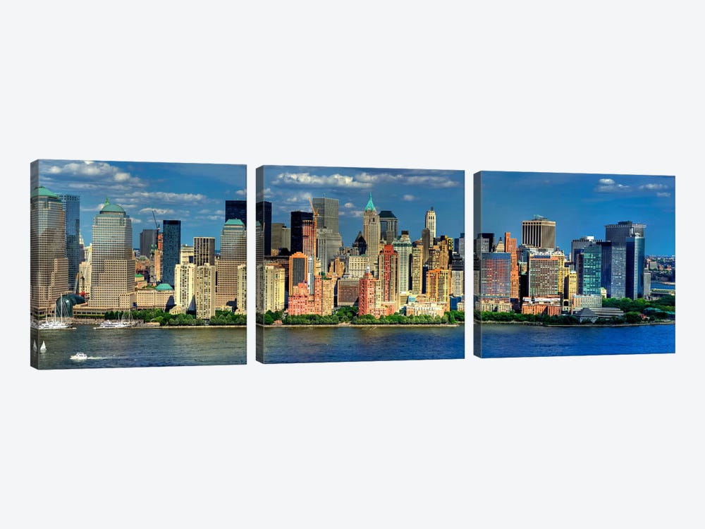 New York Panoramic Skyline Cityscape (Manhattan) 3-piece Art Print