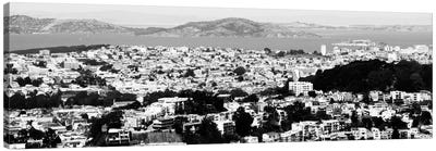San Francisco Panoramic Skyline Cityscape (Black & White) Canvas Art Print - Black & White Cityscapes