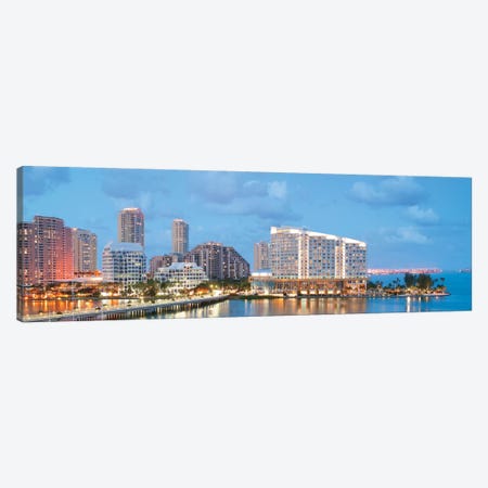 Miami Panoramic Skyline Cityscape (Evening) Canvas Print #6041} by Unknown Artist Canvas Art Print