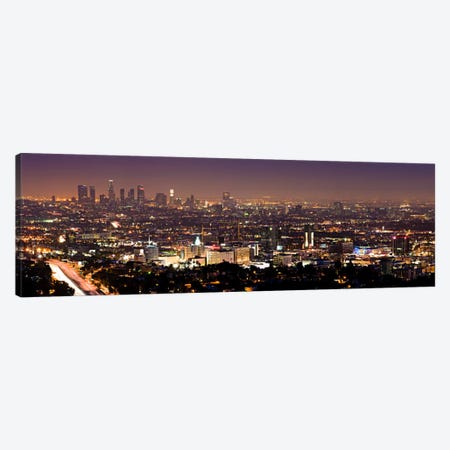 Los Angeles Panoramic Skyline Cityscape (Night View) Canvas Print #6044} by Unknown Artist Canvas Wall Art