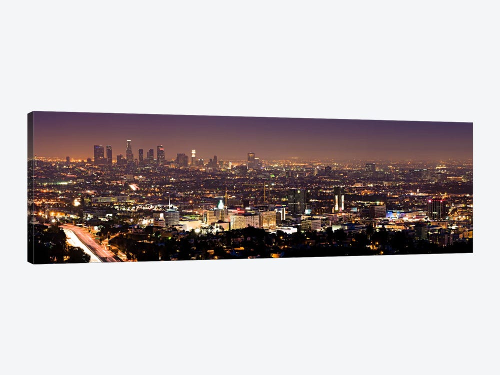 Los Angeles Panoramic Skyline Cityscape (Night View) by Unknown Artist 1-piece Canvas Artwork