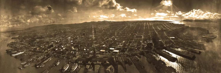 San Francisco Panoramic Skyline Cityscape (Sepia)