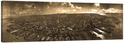 San Francisco Panoramic Skyline Cityscape (Sepia) Canvas Art Print