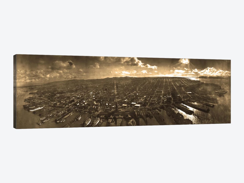 San Francisco Panoramic Skyline Cityscape (Sepia) by Unknown Artist 1-piece Canvas Wall Art