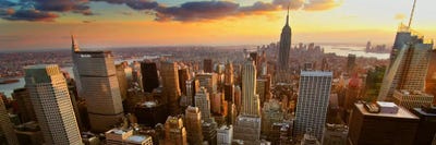 New York Panoramic Skyline Cityscape (Sunset) by Unknown Artist multi panel art