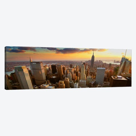 New York Panoramic Skyline Cityscape (Sunset) Canvas Print #6047} by Unknown Artist Canvas Art