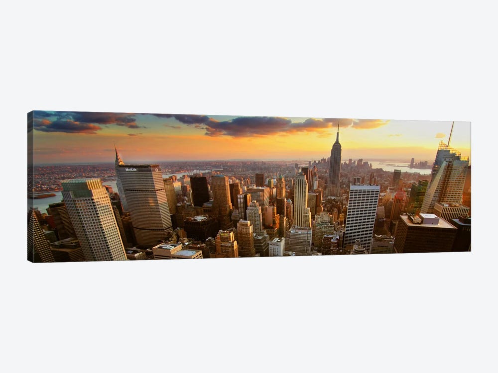 New York Panoramic Skyline Cityscape (Sunset) by Unknown Artist 1-piece Canvas Print
