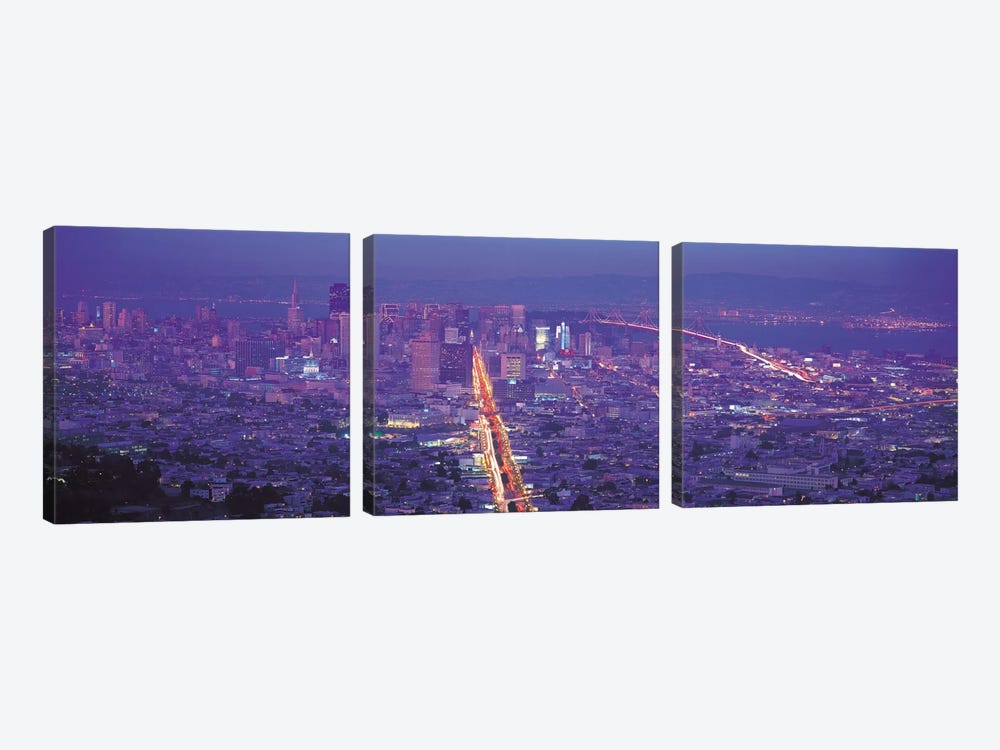 San Francisco Panoramic Skyline Cityscape (Sunset) by Unknown Artist 3-piece Canvas Art Print