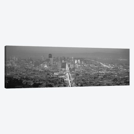 San Francisco Panoramic Skyline Cityscape (Sunset Black & White) Canvas Print #6051} by Unknown Artist Canvas Art