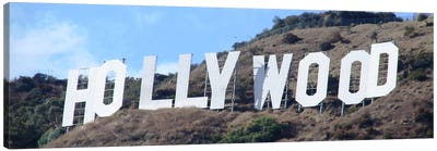 Hollywood Panoramic Skyline Cityscape (Sign) Canvas Art Print - Hollywood Art