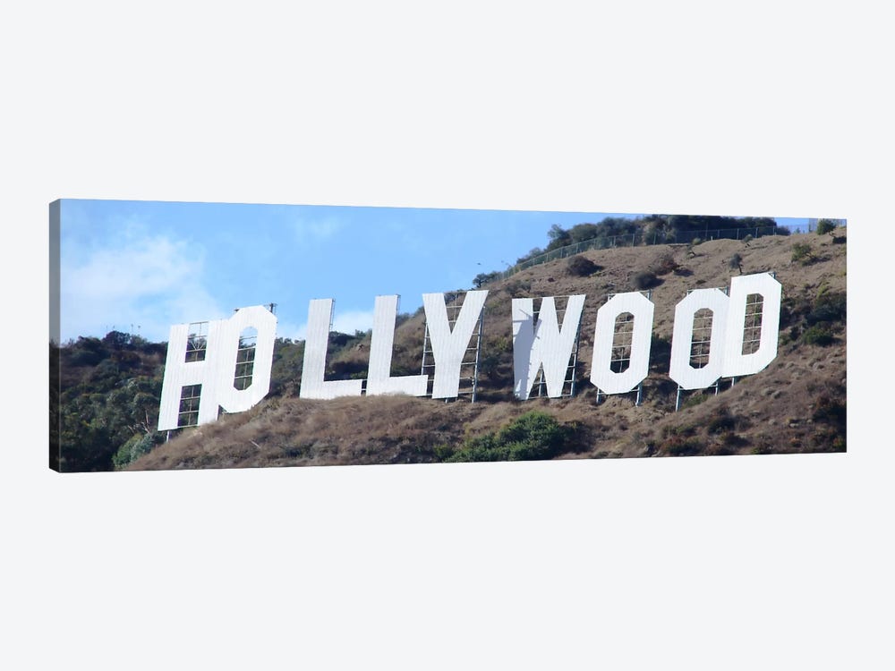Hollywood Panoramic Skyline Cityscape (Sign) 1-piece Canvas Art Print