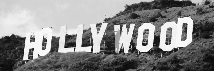 Hollywood Panoramic Skyline Cityscape (Black & White - Sign)