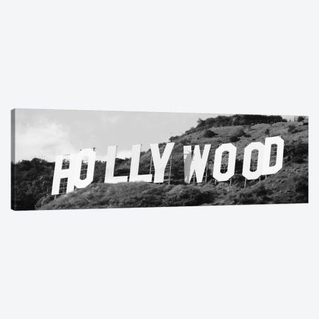 Hollywood Panoramic Skyline Cityscape (Black & White - Sign) Canvas Print #6053} by Unknown Artist Canvas Artwork