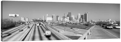 Houston Panoramic Skyline Cityscape (Black & White) Canvas Art Print - Houston Art