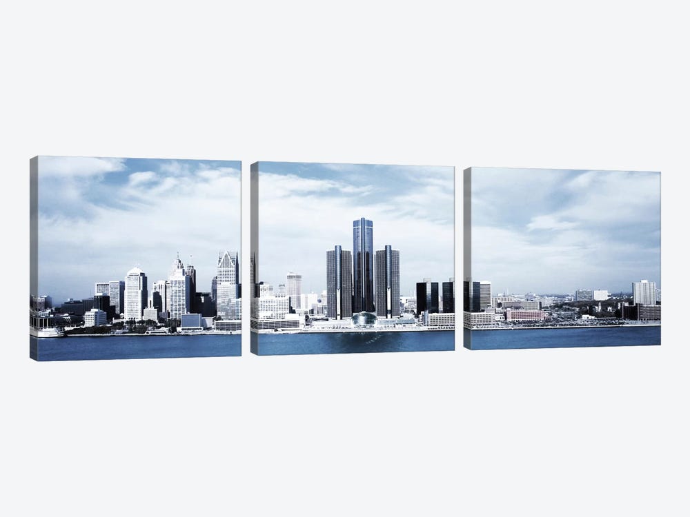 Detroit Panoramic Skyline Cityscape 3-piece Canvas Print