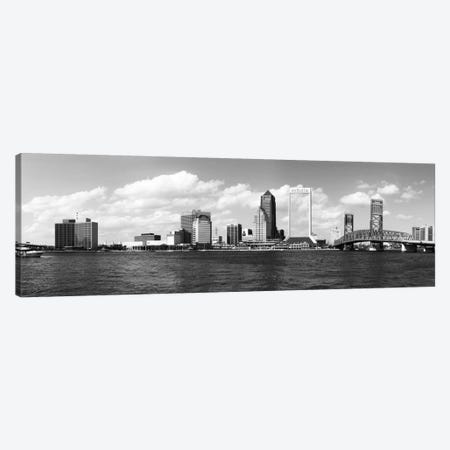 Jacksonville Panoramic Skyline Cityscape (Black & White) Canvas Print #6064} by Unknown Artist Canvas Artwork