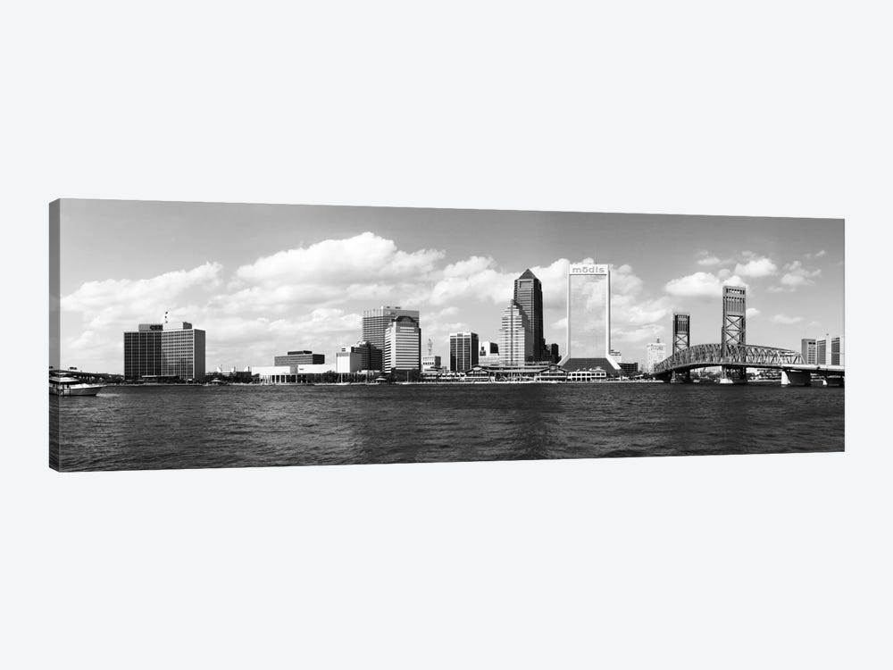 Jacksonville Panoramic Skyline Cityscape (Black & White) by Unknown Artist 1-piece Canvas Wall Art