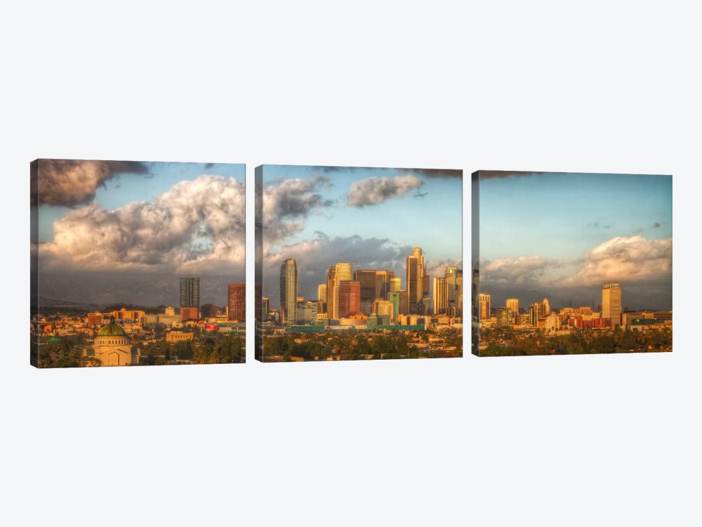 Los Angeles Panoramic Skyline Cityscape by Unknown Artist 3-piece Art Print