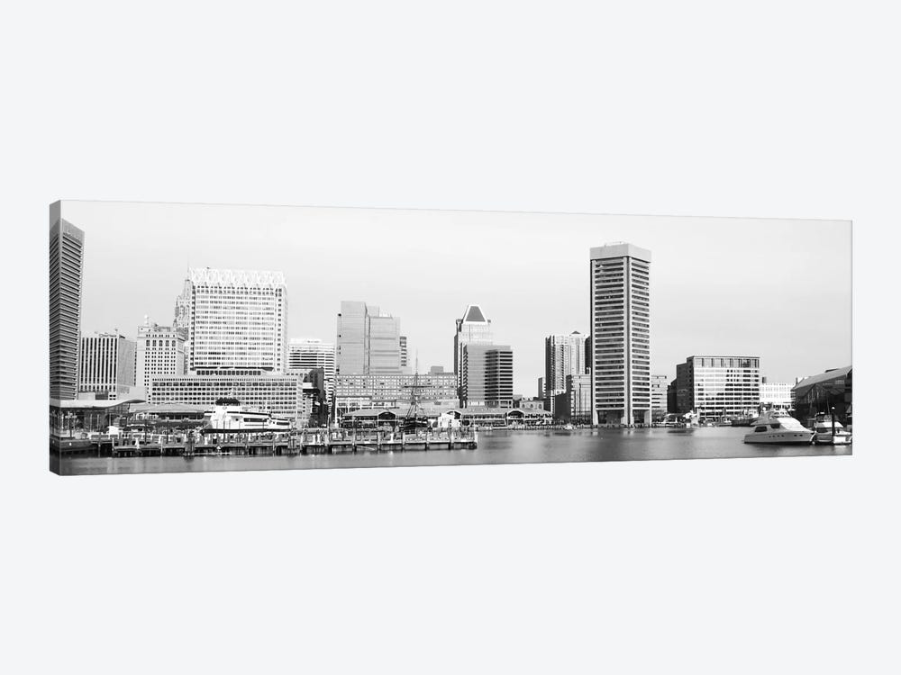 Baltimore Panoramic Skyline Cityscape (Black & White) by Unknown Artist 1-piece Canvas Art Print
