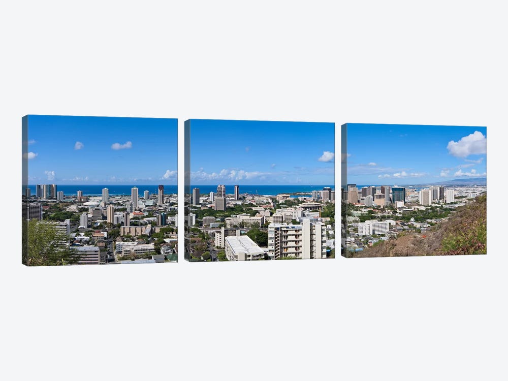Honolulu Panoramic Skyline Cityscape by Unknown Artist 3-piece Art Print