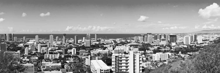 Honolulu Panoramic Skyline Cityscape (Black & White)