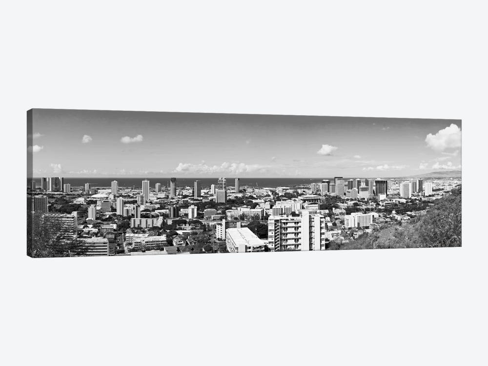 Honolulu Panoramic Skyline Cityscape (Black & White) by Unknown Artist 1-piece Canvas Wall Art