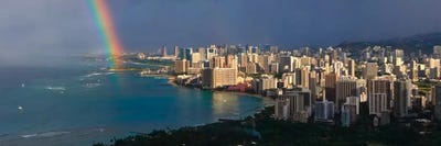 Honolulu Panoramic Skyline Cityscape (Rainbow) by Unknown Artist canvas print