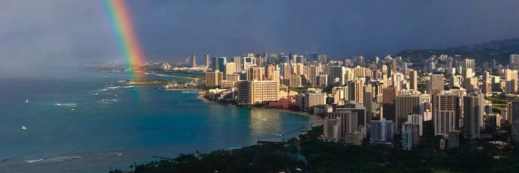 Honolulu Panoramic Skyline Cityscape (Rainbow) by Unknown Artist wall art
