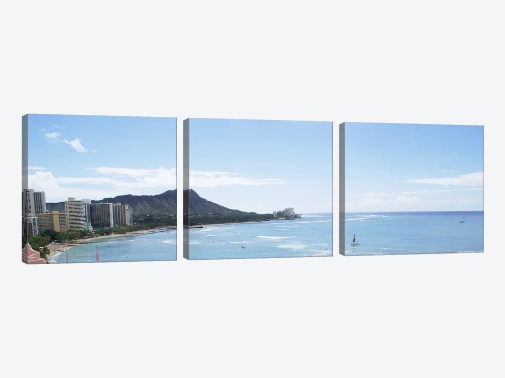 Honolulu Panoramic Skyline Cityscape by Unknown Artist 3-piece Canvas Wall Art