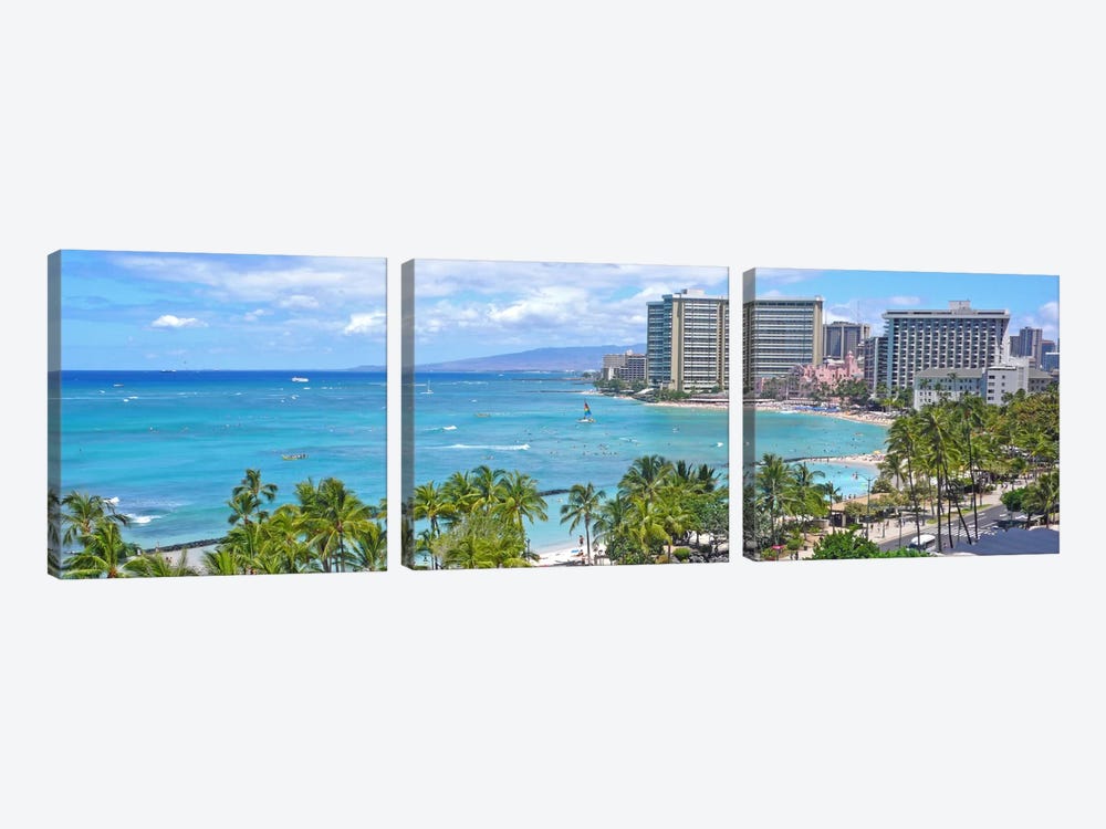 Honolulu Panoramic Skyline Cityscape 3-piece Art Print