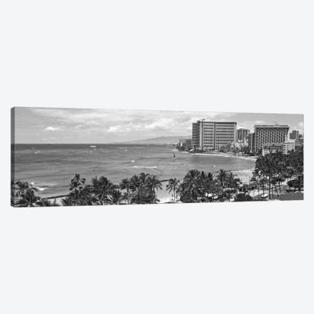 Honolulu Panoramic Skyline Cityscape (Black & White) Canvas Print #6075} by Unknown Artist Canvas Print