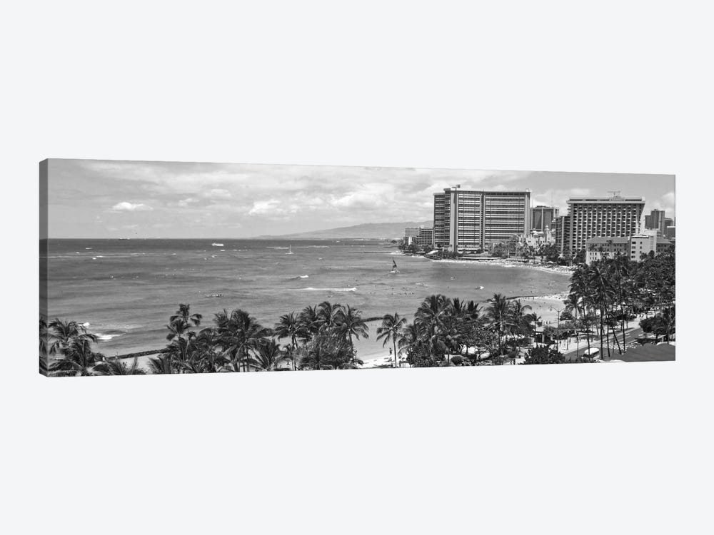 Honolulu Panoramic Skyline Cityscape (Black & White) by Unknown Artist 1-piece Canvas Wall Art