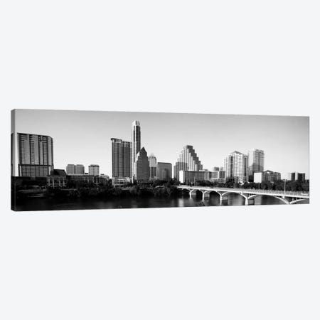 Austin Panoramic Skyline Cityscape (Black & White) Canvas Print #6078} by Unknown Artist Canvas Art