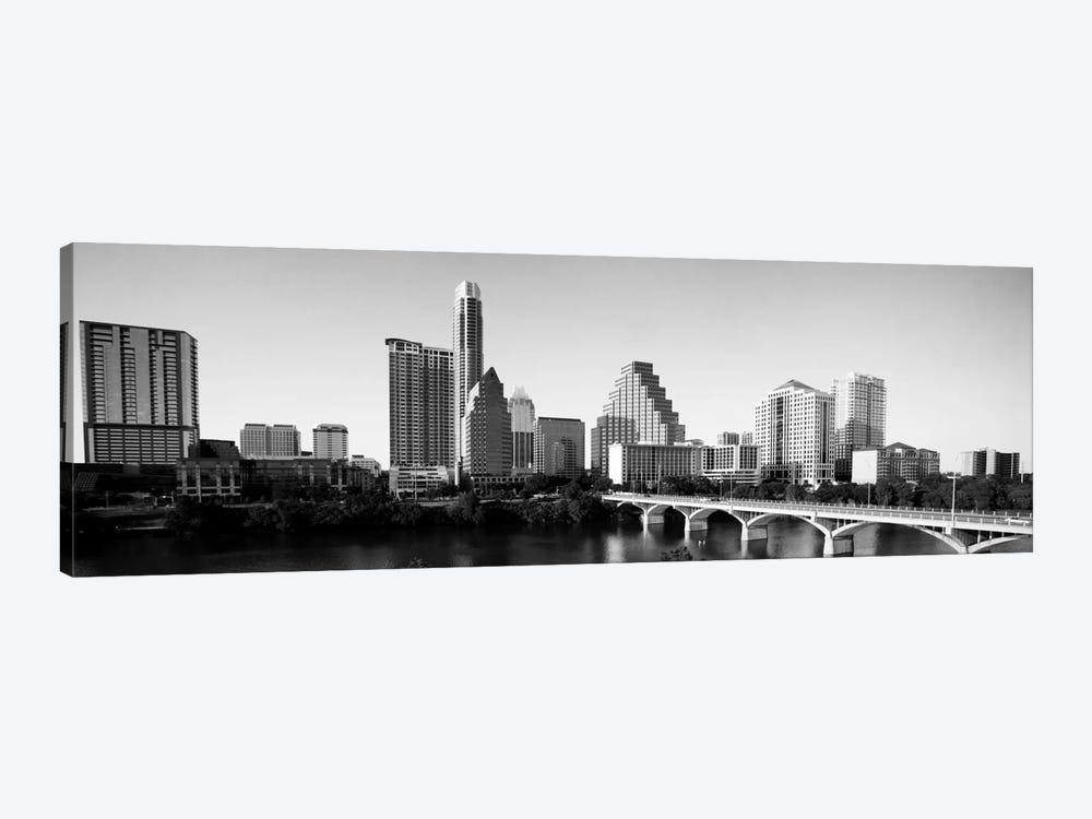Austin Panoramic Skyline Cityscape (Black & White) by Unknown Artist 1-piece Canvas Print