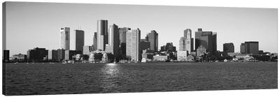 Boston Panoramic Skyline Cityscape (Black & White) Canvas Art Print - Boston Art