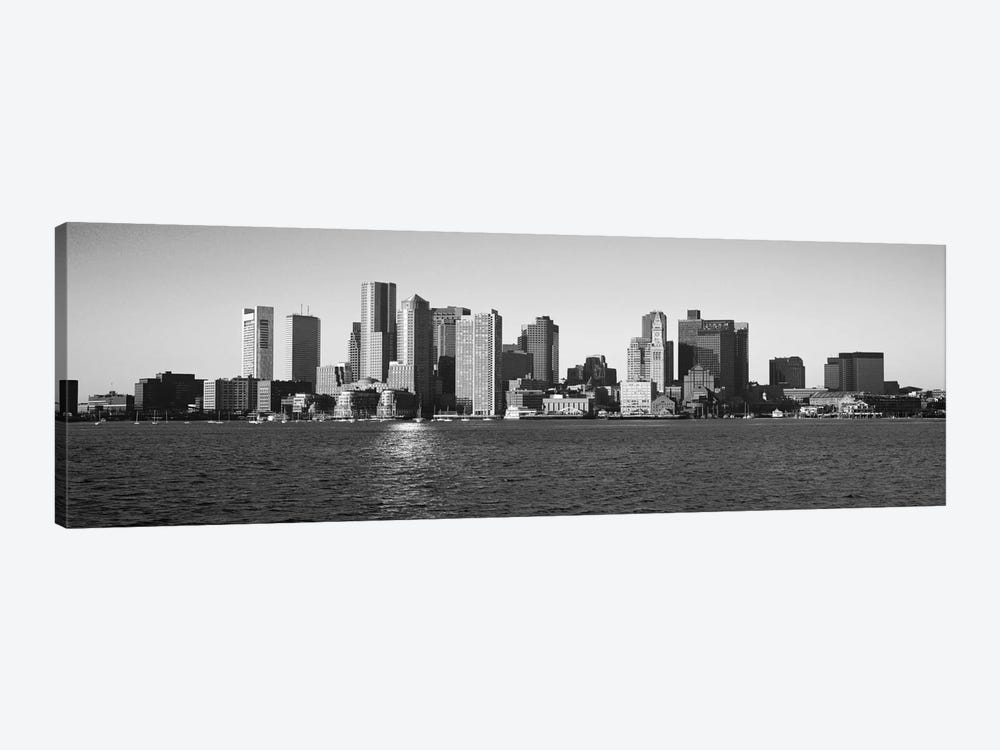 Boston Panoramic Skyline Cityscape (Black & White) by Unknown Artist 1-piece Canvas Wall Art