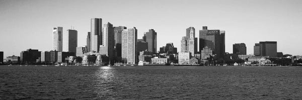 Black & White Scenic Art: Boston Panoramic Skyline Cityscape (Black & White) by Unknown Artist