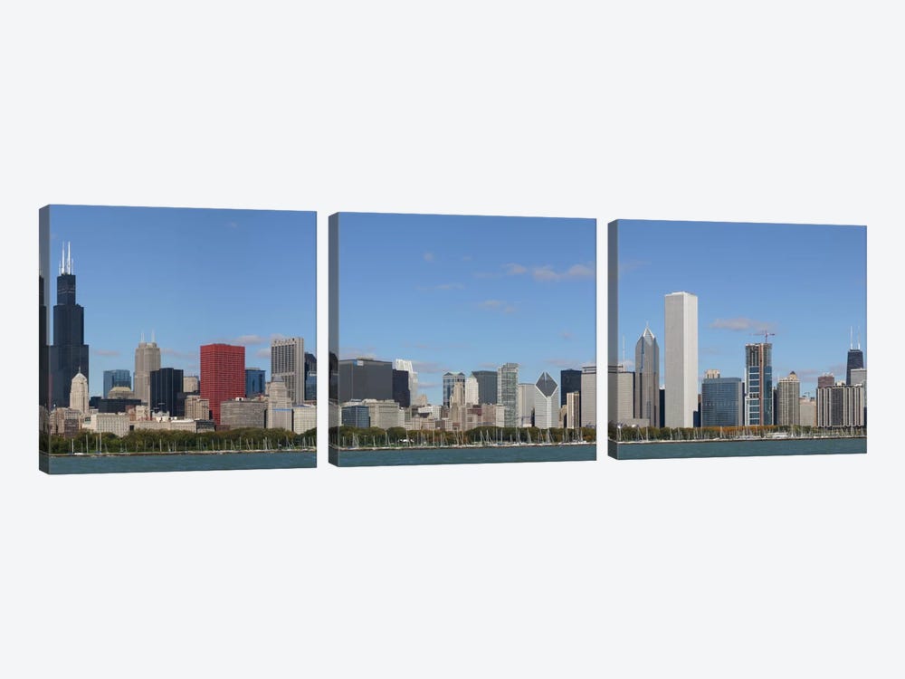 Chicago Panoramic Skyline Cityscape by Unknown Artist 3-piece Canvas Art Print