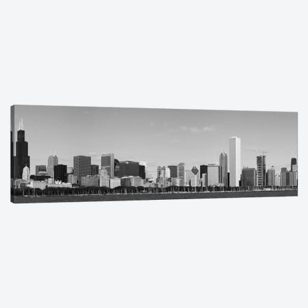Chicago Panoramic Skyline Cityscape (Black & White) Canvas Print #6082} by Unknown Artist Art Print