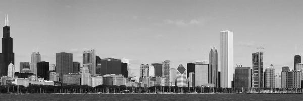 Chicago: Chicago Panoramic Skyline Cityscape (Black & White) by Unknown Artist