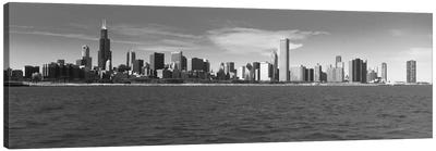 Chicago Panoramic Skyline Cityscape (Black & White) Canvas Art Print - Unknown Artist