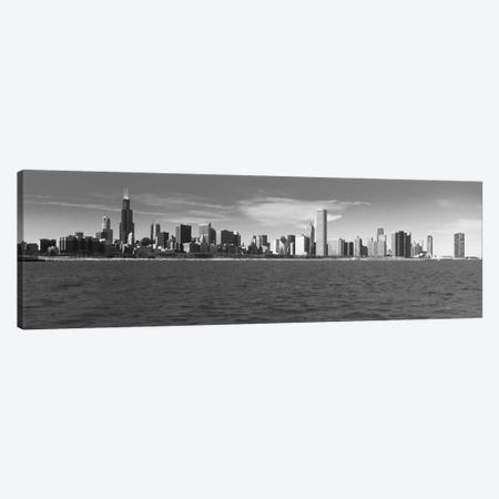Chicago Panoramic Skyline Cityscape (Black & White) Canvas Print #6083} by Unknown Artist Art Print